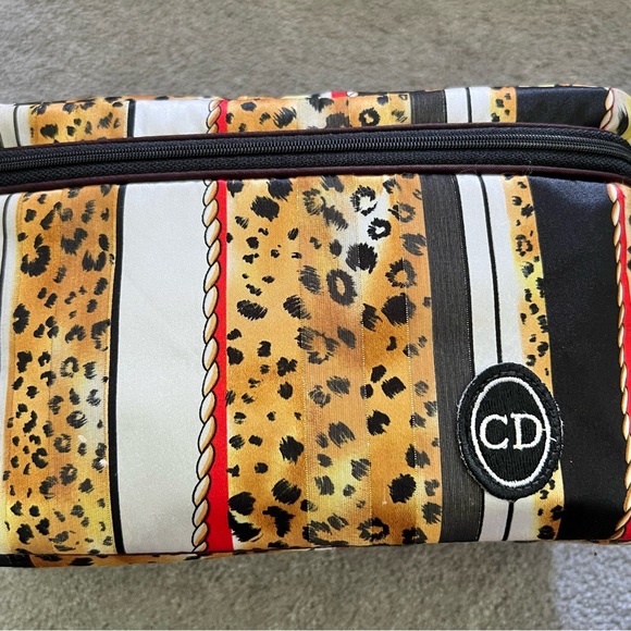 VTG Christian Dior Large Animal Print Makeup Cosmetic Travel Toiletry Bag Case - Picture 10 of 14